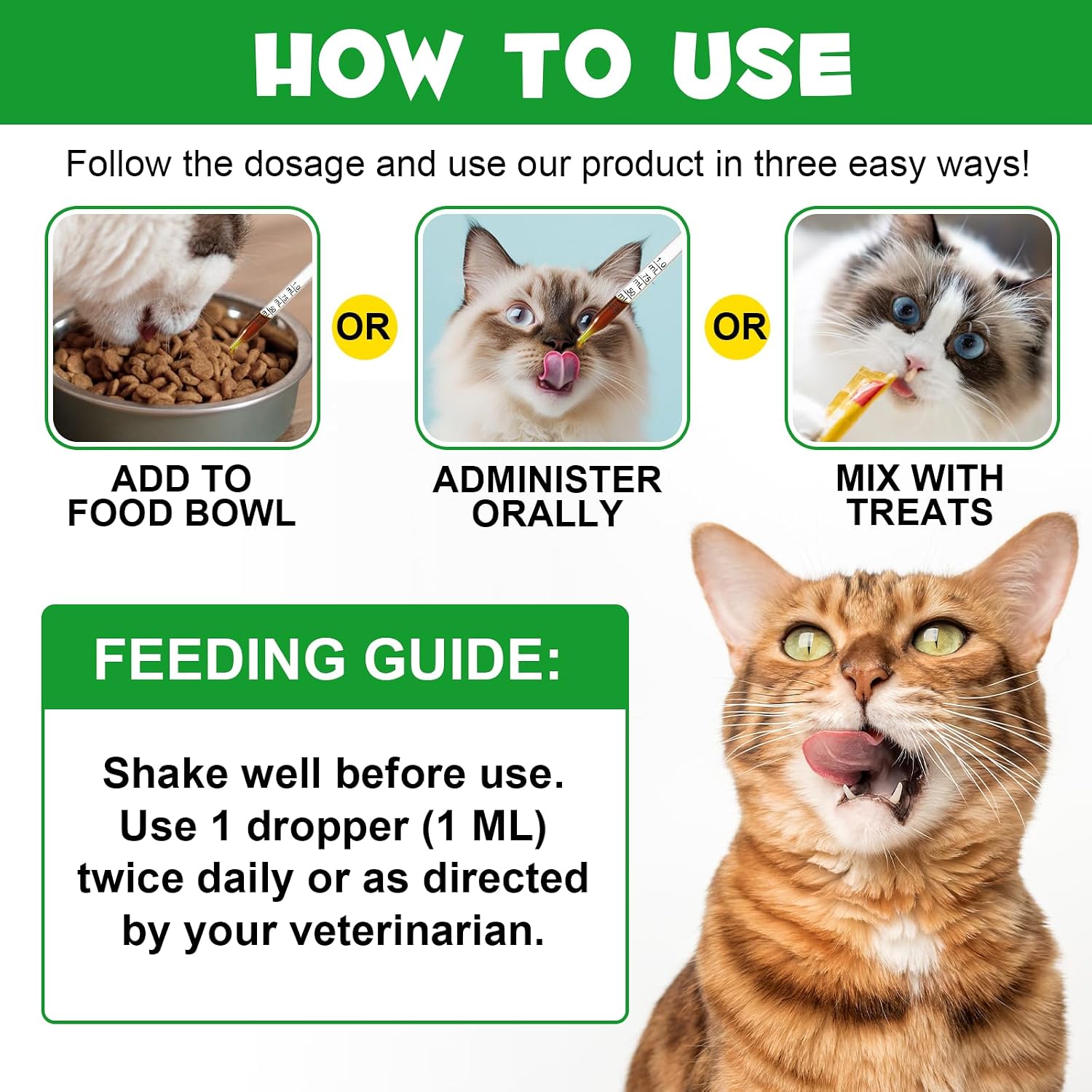 Two fluid ounces feline allergy relief supplement bottle close up