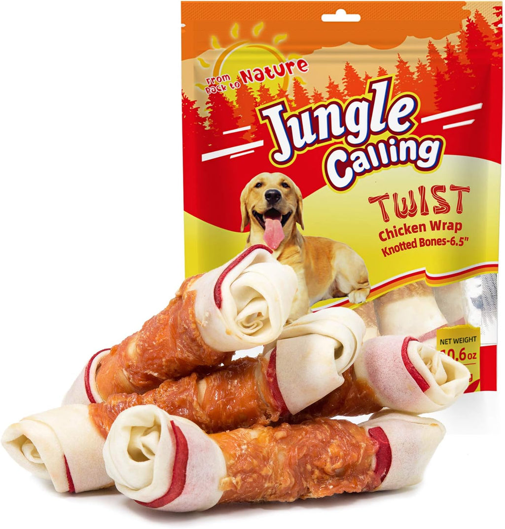 Jungle Calling Chicken Wrapped Knotted Bones front view