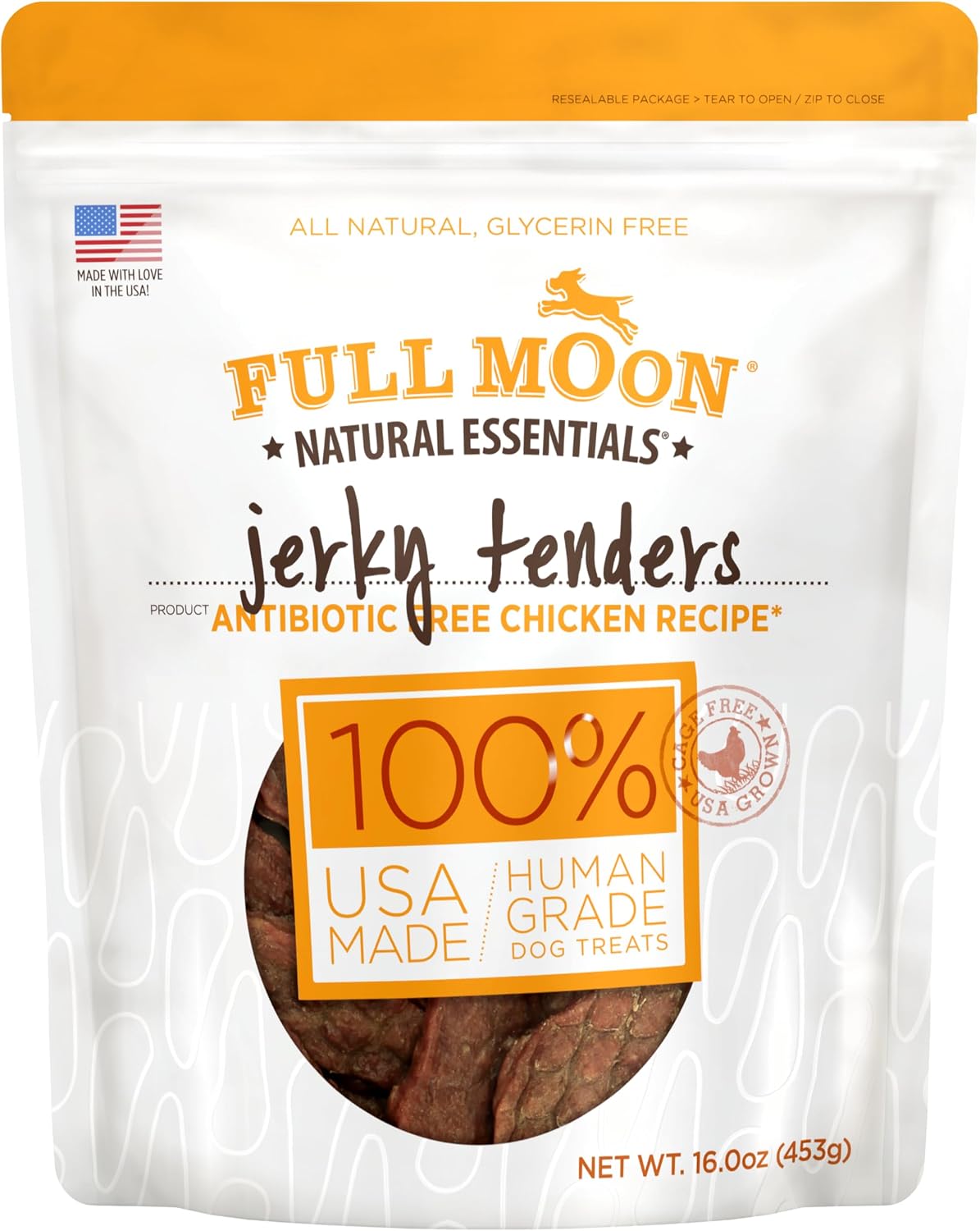 Full Moon brand logo and USA made certification on packaging