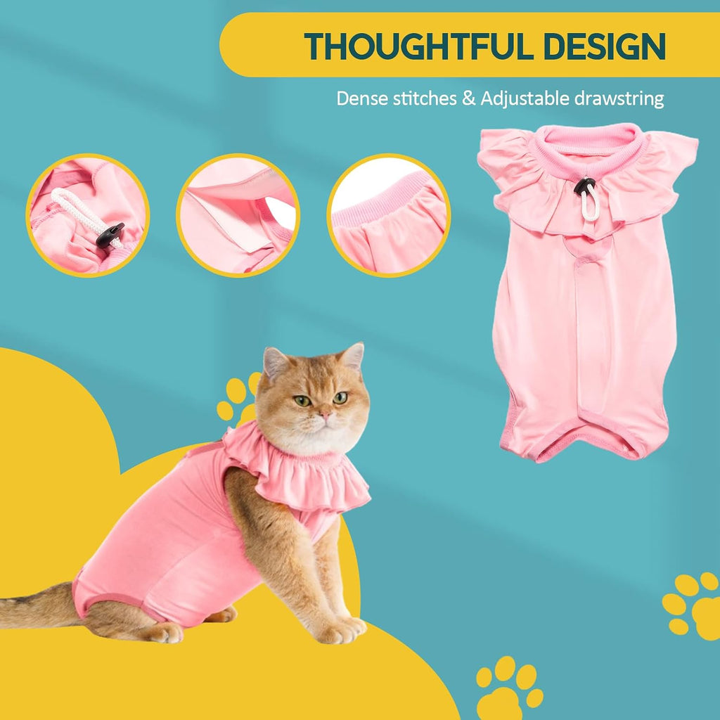 Avont female cat post surgery apparel in pink size large