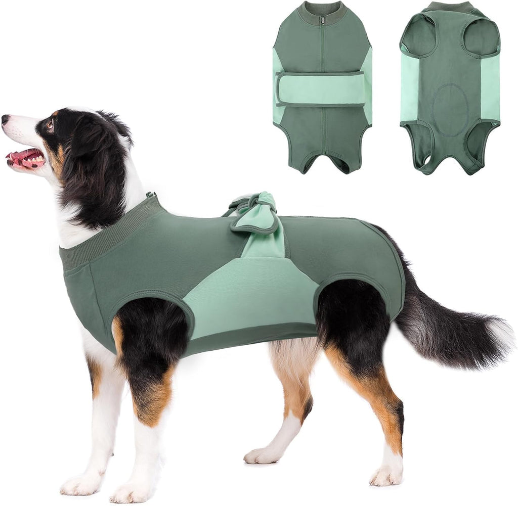 SAWMONG Dog Recovery Suit Male, Cotton Zipper Recovery Suit for Dogs, Dog Onesie for Surgery Female Neuter Bodysuit Prevent Licking Wounds Male, Substitute E-Collar & Cone(Gray, Small) - Image 12