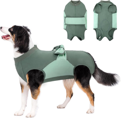SAWMONG Dog Recovery Suit Male, Cotton Zipper Recovery Suit for Dogs, Dog Onesie for Surgery Female Neuter Bodysuit Prevent Licking Wounds Male, Substitute E-Collar & Cone(Gray, Small) - Image 12