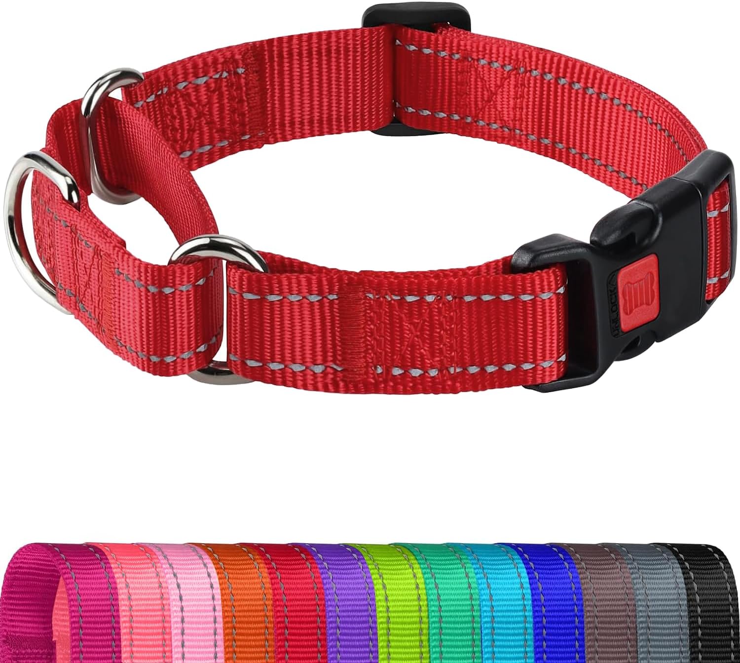 Joytale Martingale Collar for Dogs, Reflective Escape Proof Training Dog Collars with Safety Lock Buckle, No Slip Soft Nylon for Medium Pets, Hotpink, M - Image 9