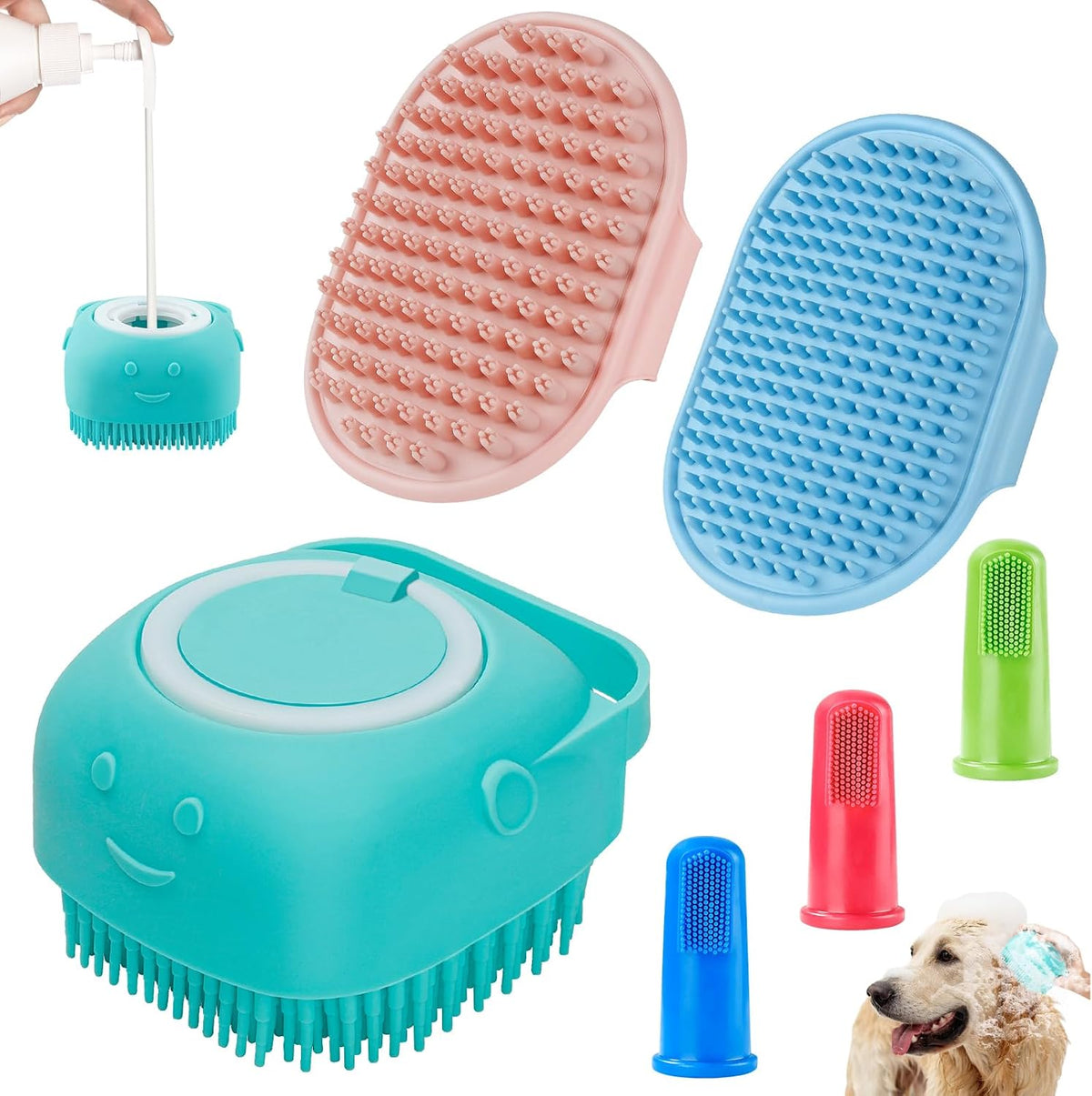 Three piece premium pet grooming and hair removal set package layout