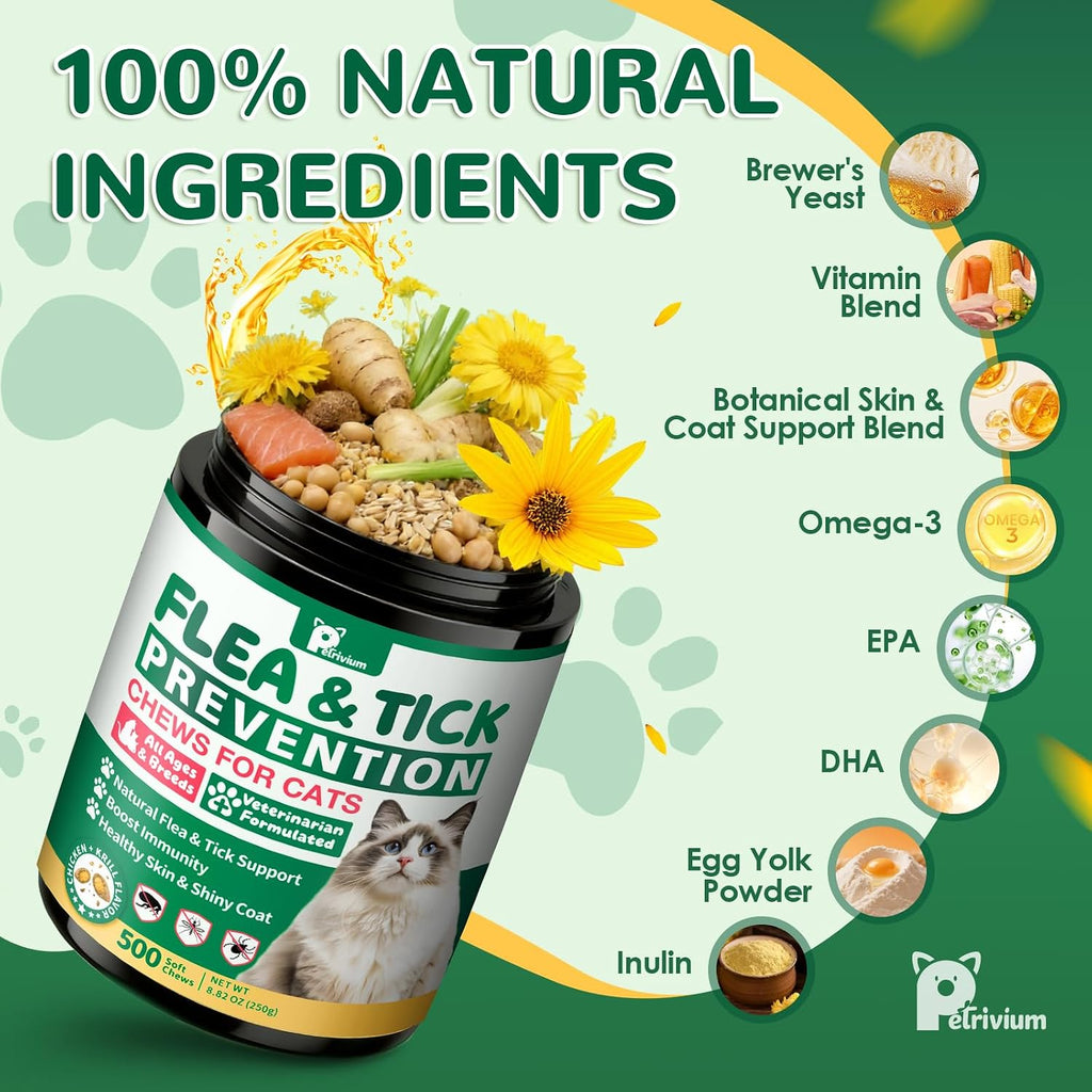Petrivium flea preventative for cats showing healthy skin and coat benefits