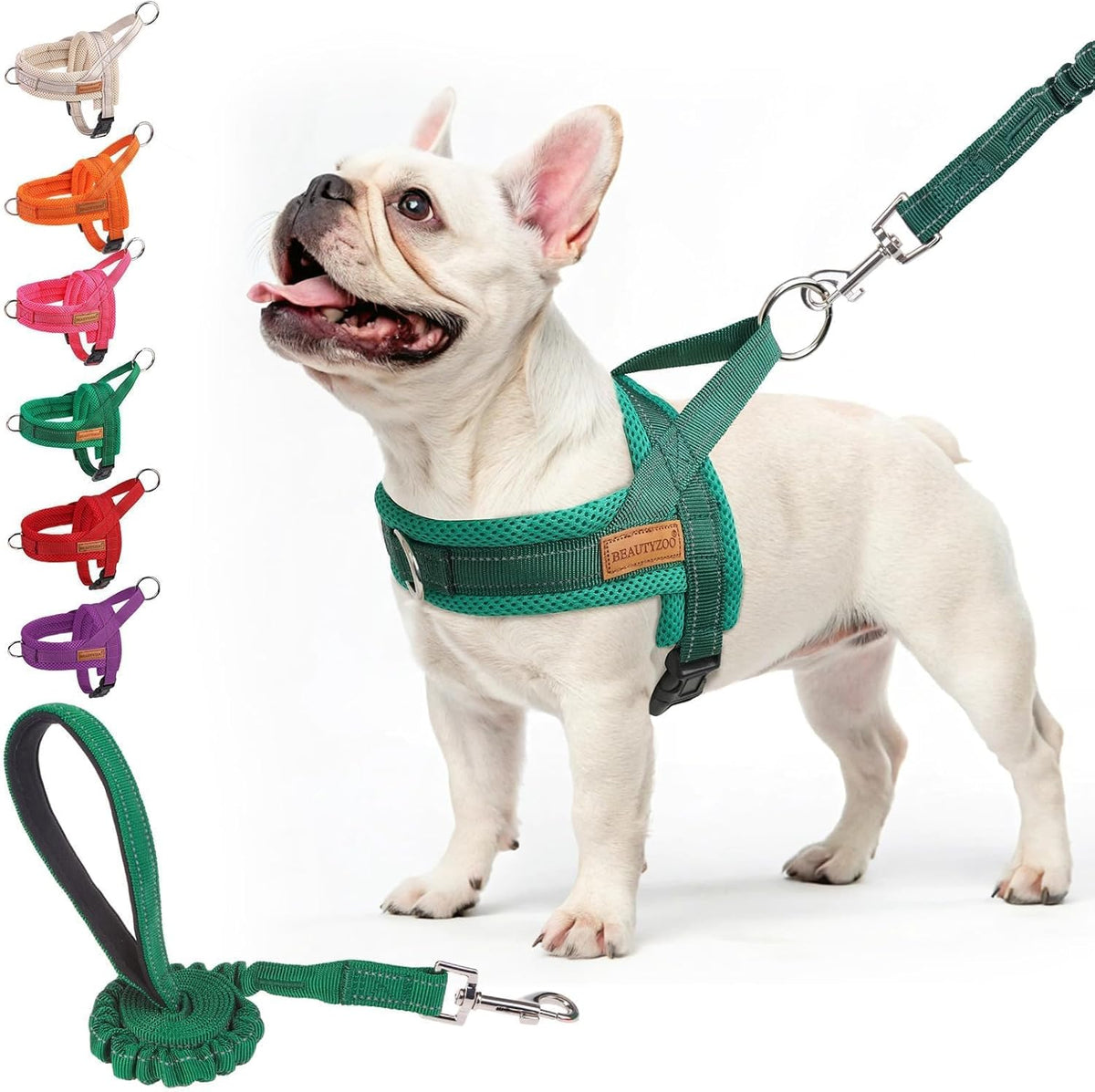 BEAUTYZOO Dog Harness for Small Dogs, No Pull Dog Harness and Leash Set, Soft Escape Proof Puppy Vest Harness with Handle, Reflective Lightweight Step in Harness for Girl Boy Dogs, Beige XS - Image 11