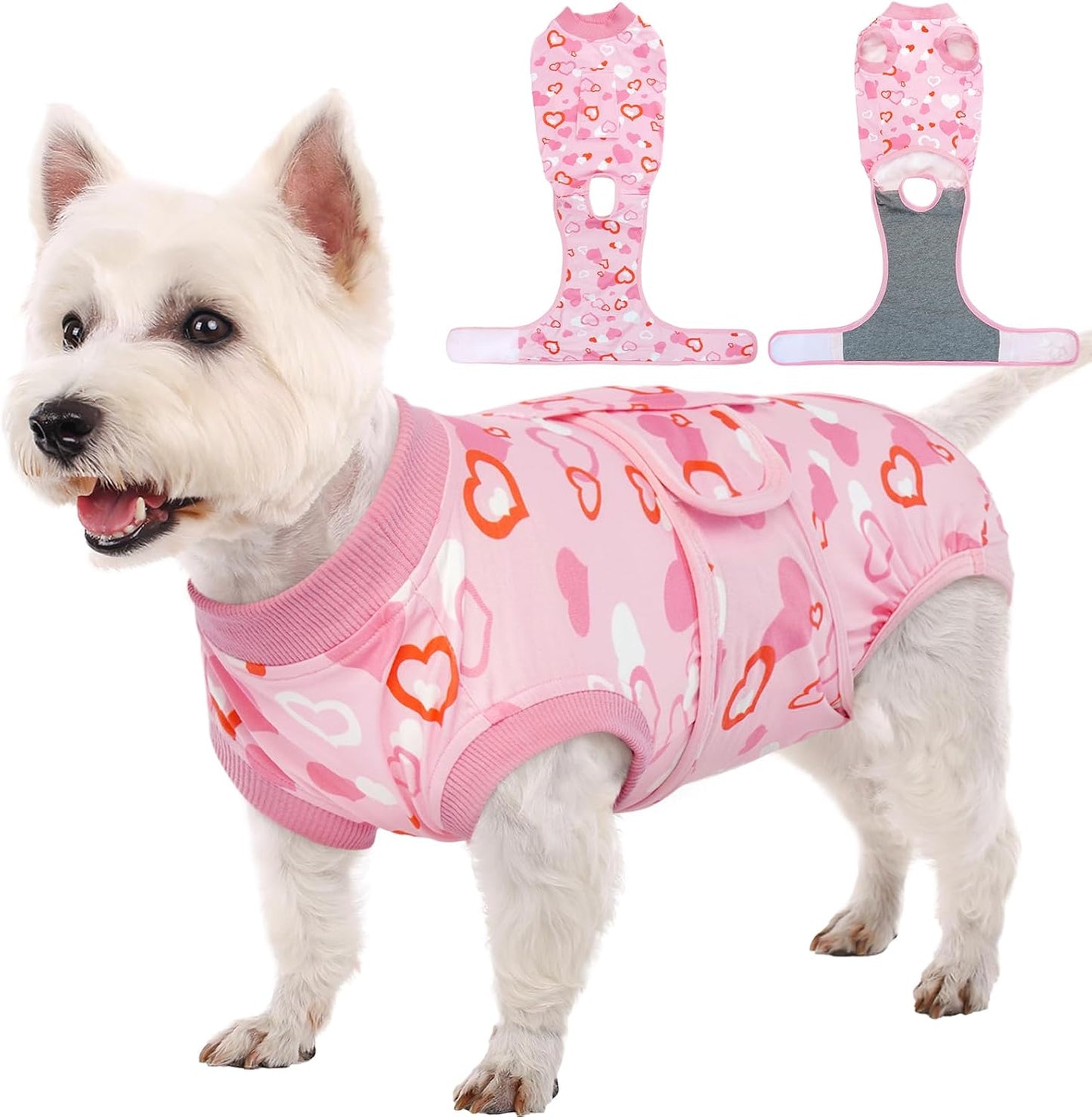 Kuoser Dog Recovery Suit Female, Soft Puppy Surgery Suit, Dog Recovery Suit After Surgery, Post-Op Onesie for Female & Male Dogs, Soft Protective Wear, PinkRibbon S - Image 15