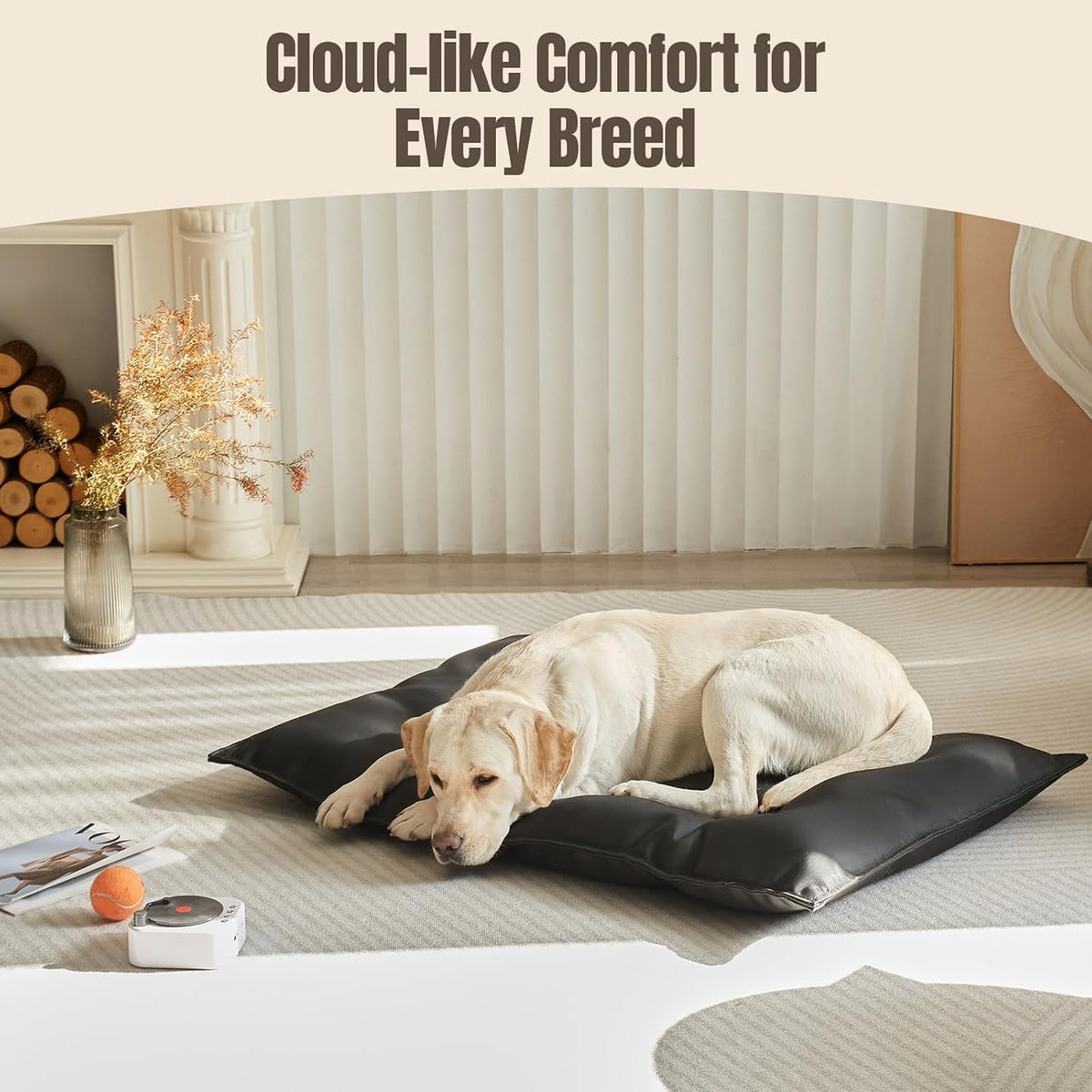 Top down view of large 28 by 41 inch dog kennel bed