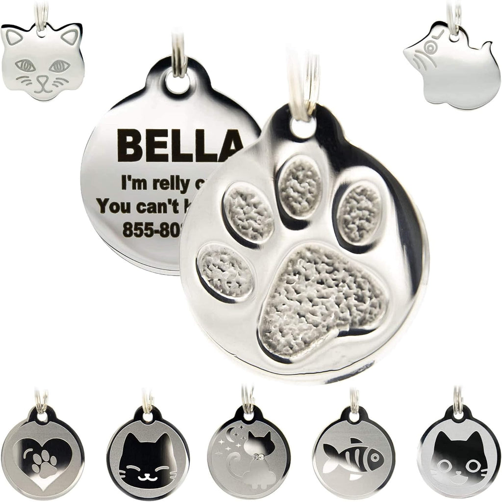 Stainless Steel Cat ID Tags - Engraved Personalized Tags with up to 4 Lines of Text, Cat Shape - Image 9