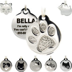 Stainless Steel Cat ID Tags - Engraved Personalized Tags with up to 4 Lines of Text, Cat Shape - Image 9