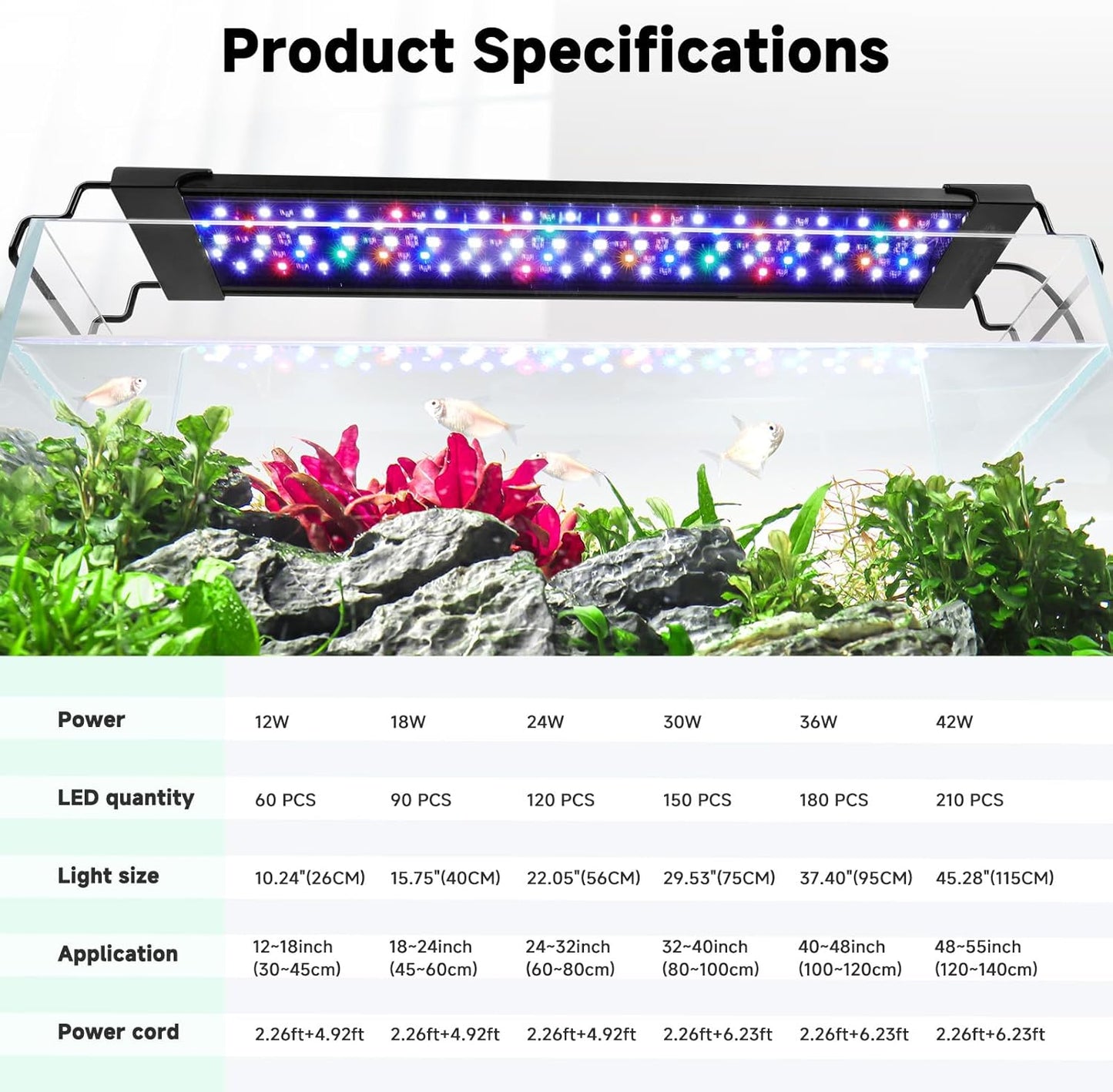 AQQA aquarium light showing sunset lighting mode