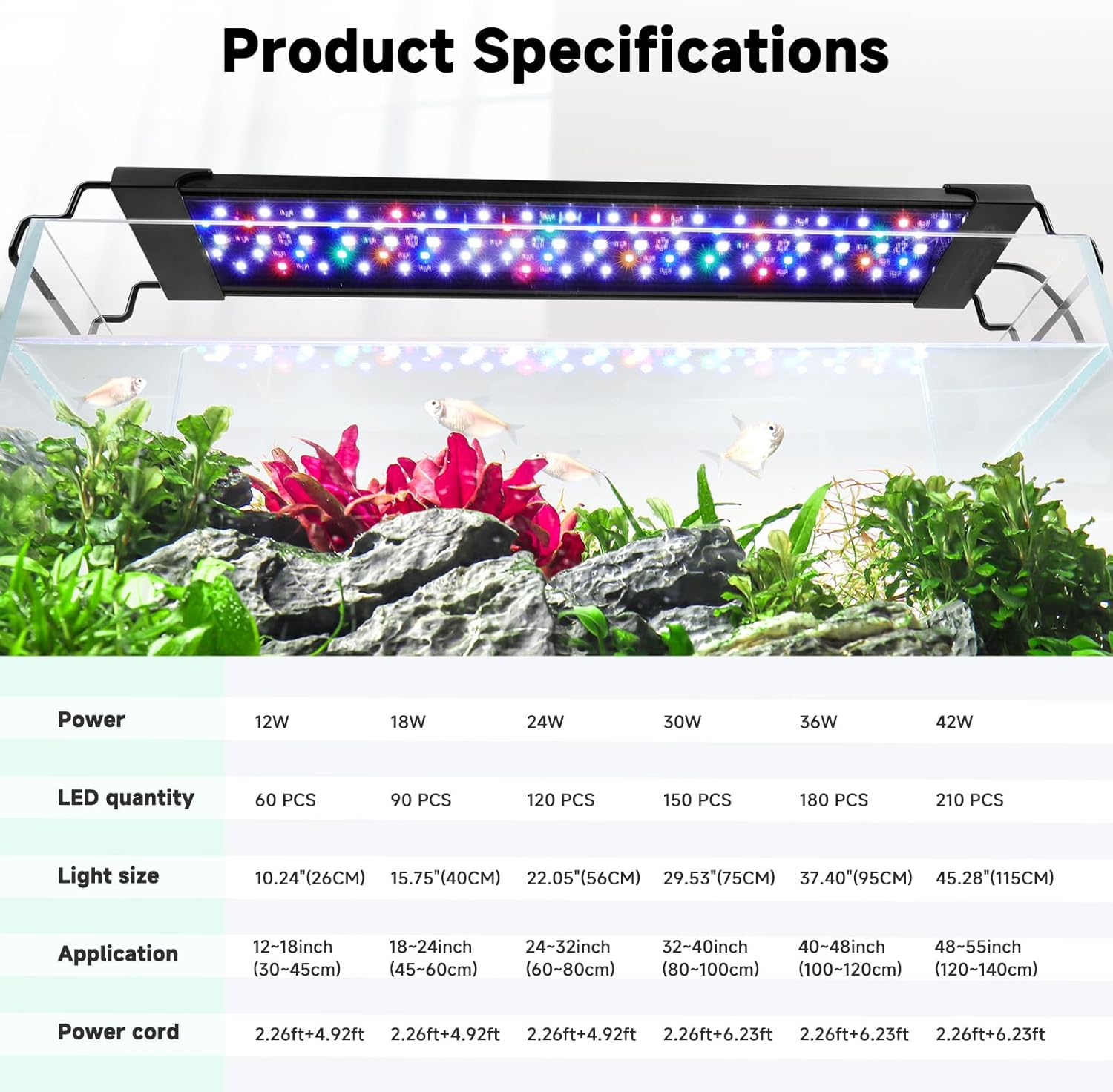 AQQA aquarium light showing sunset lighting mode