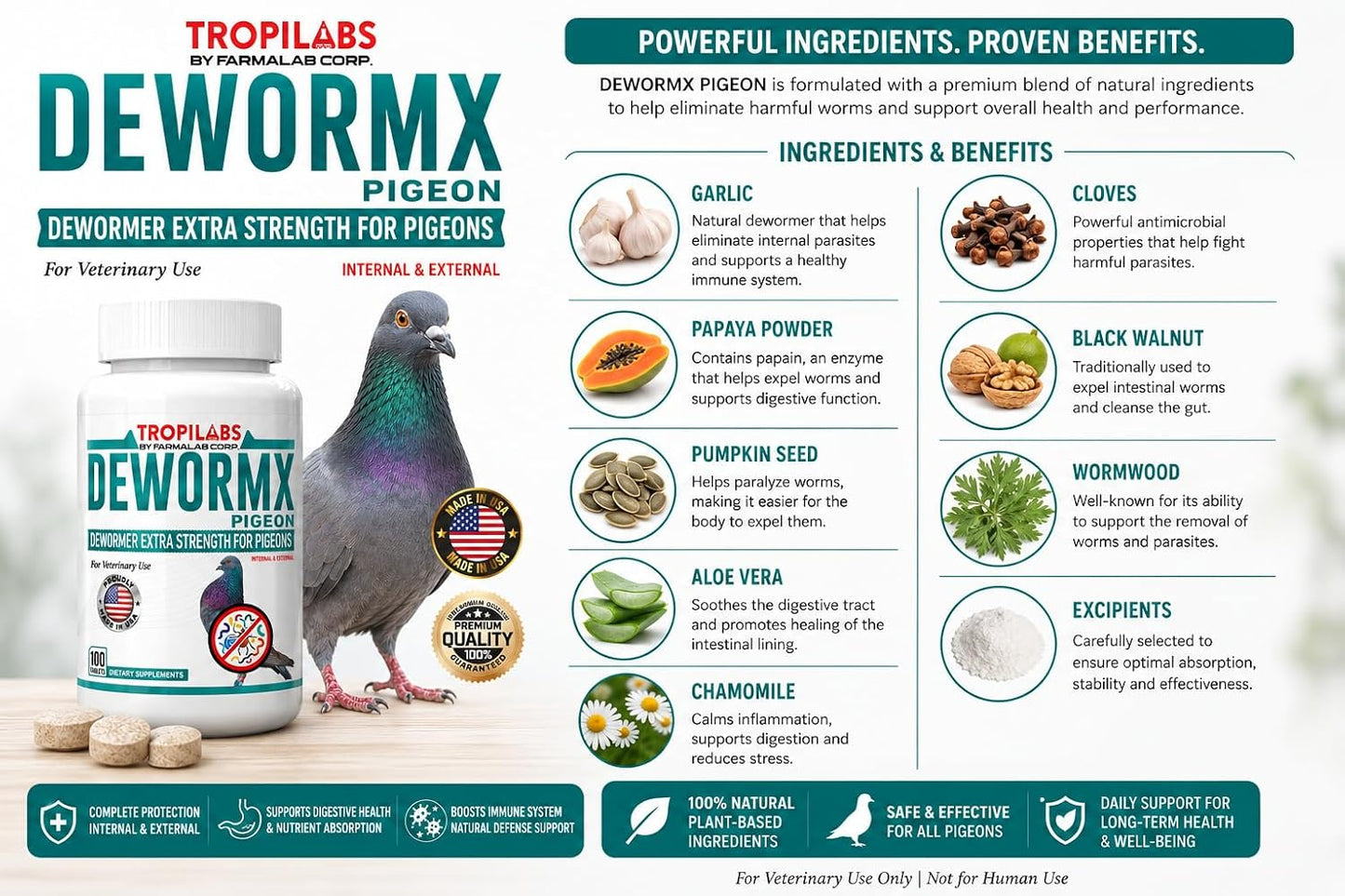 Authentic USA imported poultry deworming pills for chickens roosters and chicks