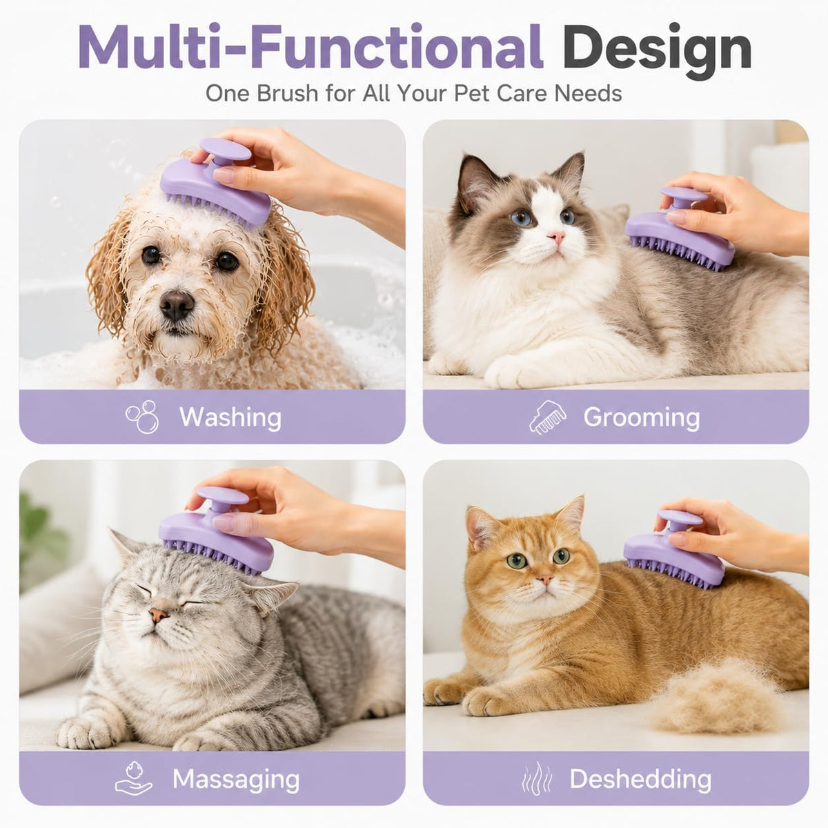 Ergonomic grip of Hank silicone pet grooming tool