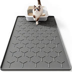 Bulkniu Large Silicone Cat Litter Mat, Waterproof/Urineproof, Litter Recycling, Easy to Clean, Soft on Kitty Paw (22"X34"- Grey) - Image 12