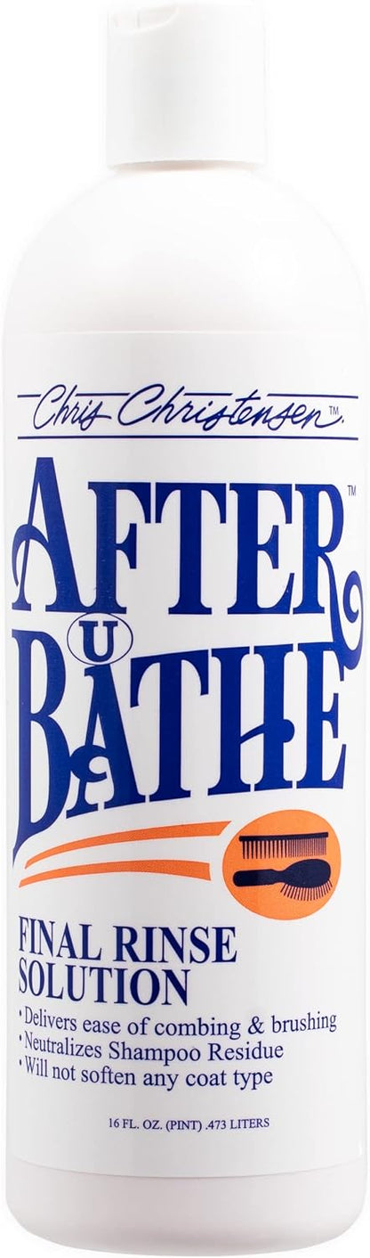 Chris Christensen After U Bathe Final Rinse Solution front view bottle for professional pet grooming