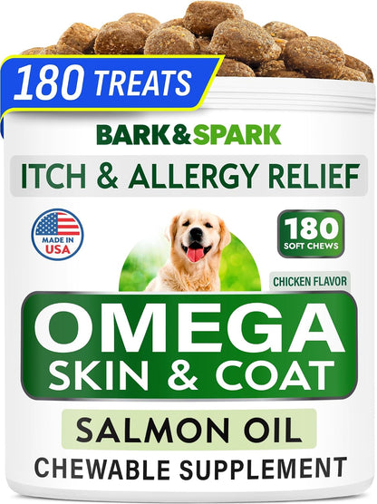BARK&SPARK Dog Allergy Relief Soft Chews for Skin Health & Seasonal Allergies - Anti-Itch Supplement w/Omega-3, Quercetin & Bromelain Immune Treats for Dry Skin & Hot Spots - Chicken Liver - 180ct - Image 10