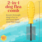 Burt's Bees for Pets Dual Sided Flea Comb with Handle from Recycled Coastal Plastics, Fine and Wide Stainless Steel Pins Remove Fleas, Flea Eggs, Tangles, and Dander, 6 Inch - Image 3