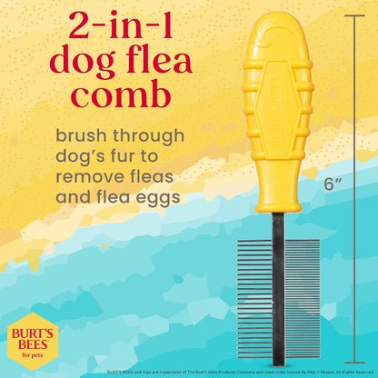 Burt's Bees for Pets Dual Sided Flea Comb with Handle from Recycled Coastal Plastics, Fine and Wide Stainless Steel Pins Remove Fleas, Flea Eggs, Tangles, and Dander, 6 Inch - Image 3