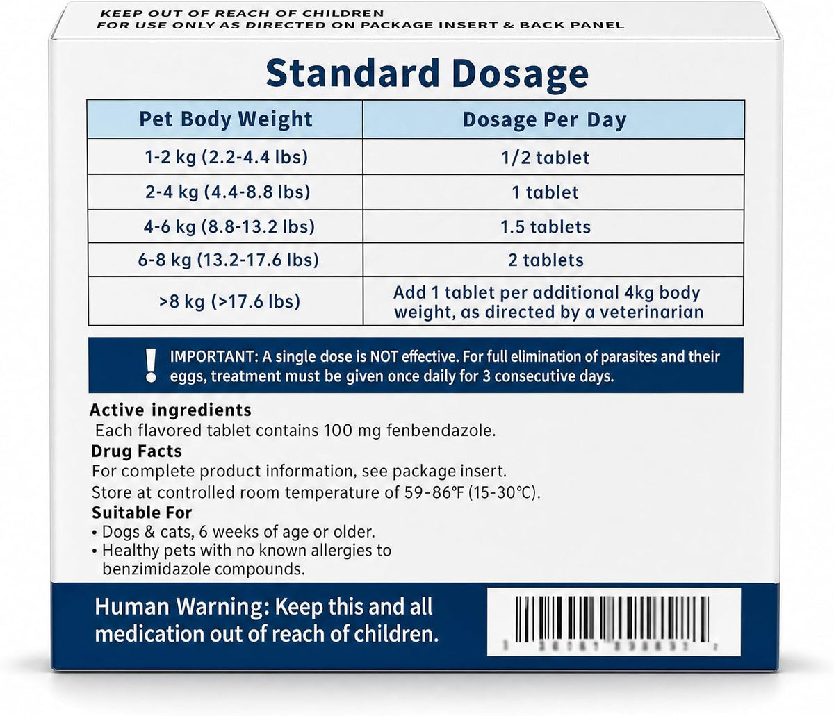 Broad spectrum pet deworming medicine packaging displaying ten tablet count