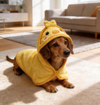 Yellow animal themed hooded pet bathrobe towel for small dogs and cats