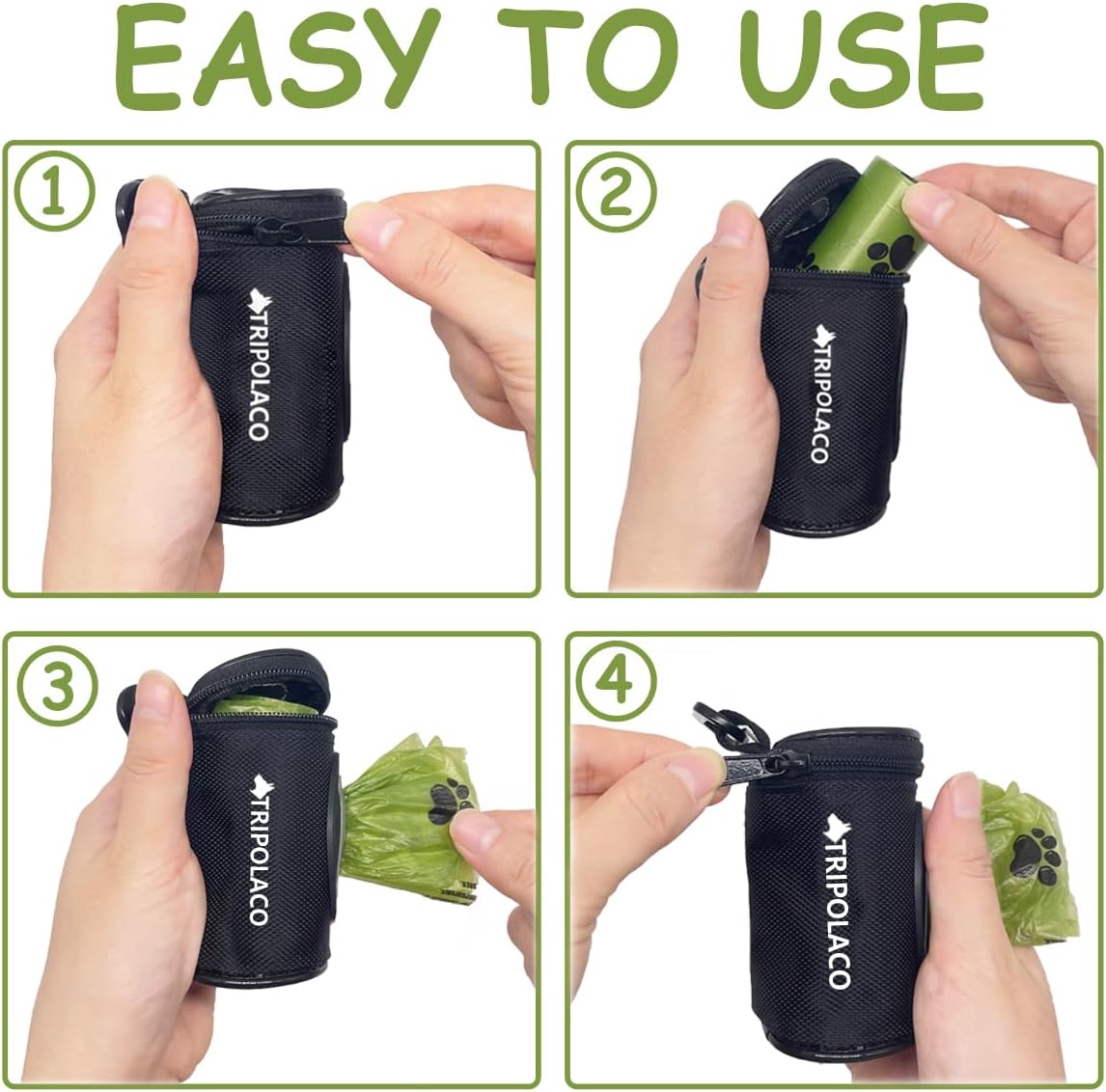Premium imported dog poop bag dispenser with reflective paw print pattern