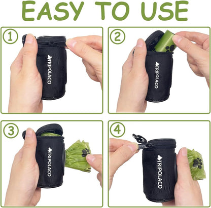 Premium imported dog poop bag dispenser with reflective paw print pattern