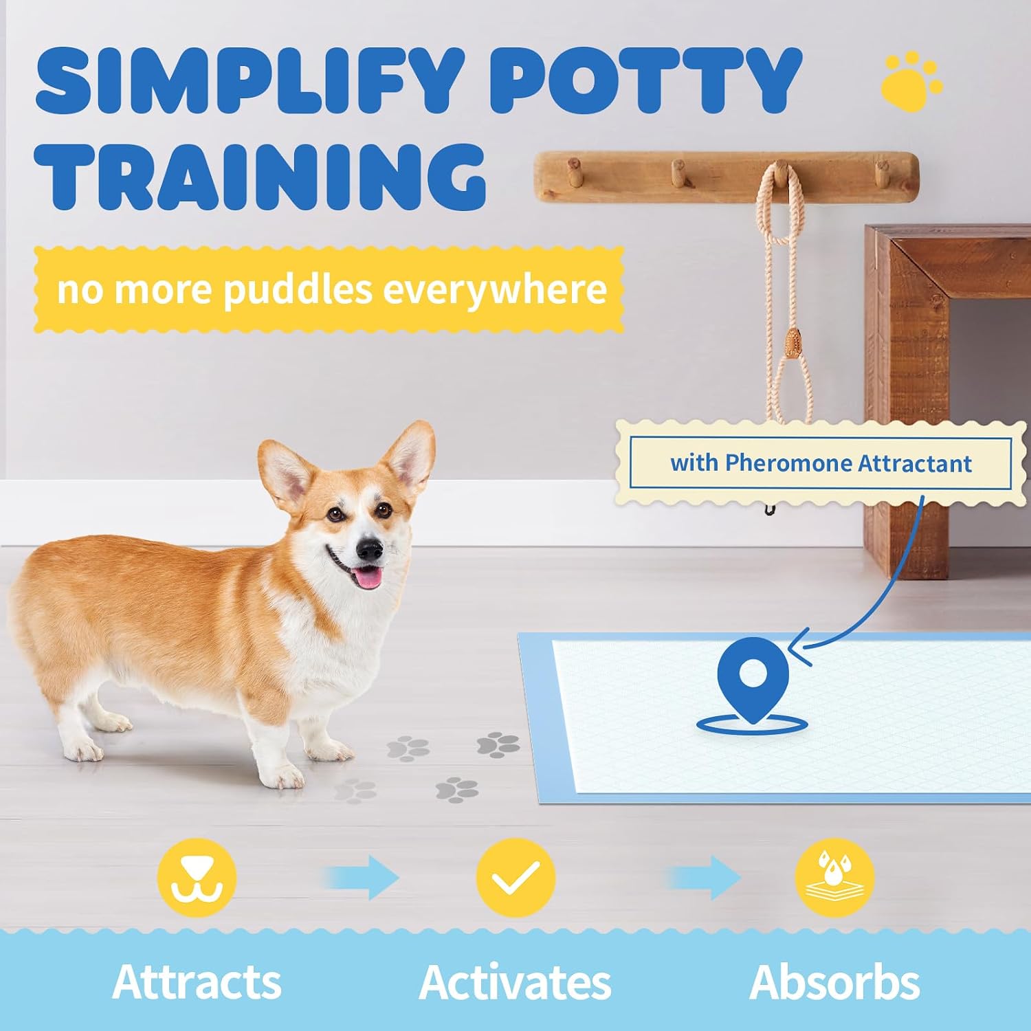 Powools dog pee pads showcasing the 6 layer ultra absorbent material design.