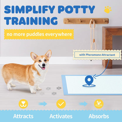 Powools dog pee pads showcasing the 6 layer ultra absorbent material design.
