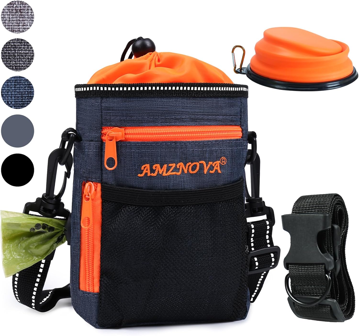 AMZNOVA Dog Treat Bag Treatkit Dog Treat Pouch, Waist Clip On Crossbody Fanny Pack for Pet, Training Pouch with Shoulder Strap & Waist Belt for Walking & Training, 6Cups, Black - Image 9