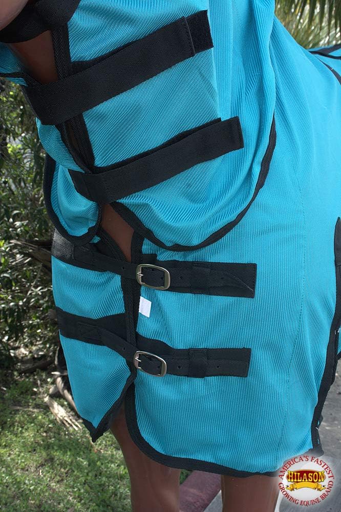 Detailed shot of the shoulder gusset design on the Hilason equine fly rug