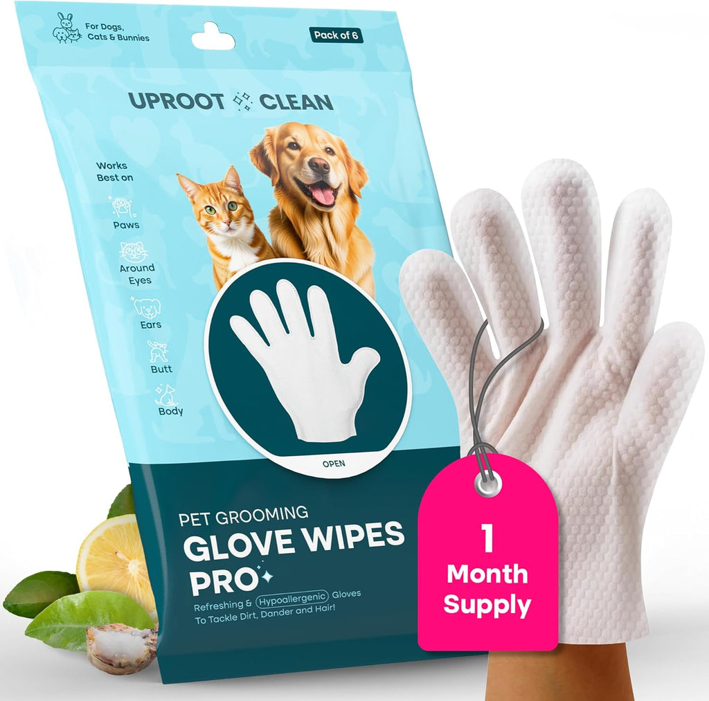 Uproot QuickClean Gloves Pro: Extra-Thick Pet Glove Wipes for Dogs & Cats - Easy Wipe Paws, Eyes, Ears, Butt, & Body - Lick-Safe for Cats & Dogs - Cleaning, Deodorizing & Grooming (20 Pack) - Image 9