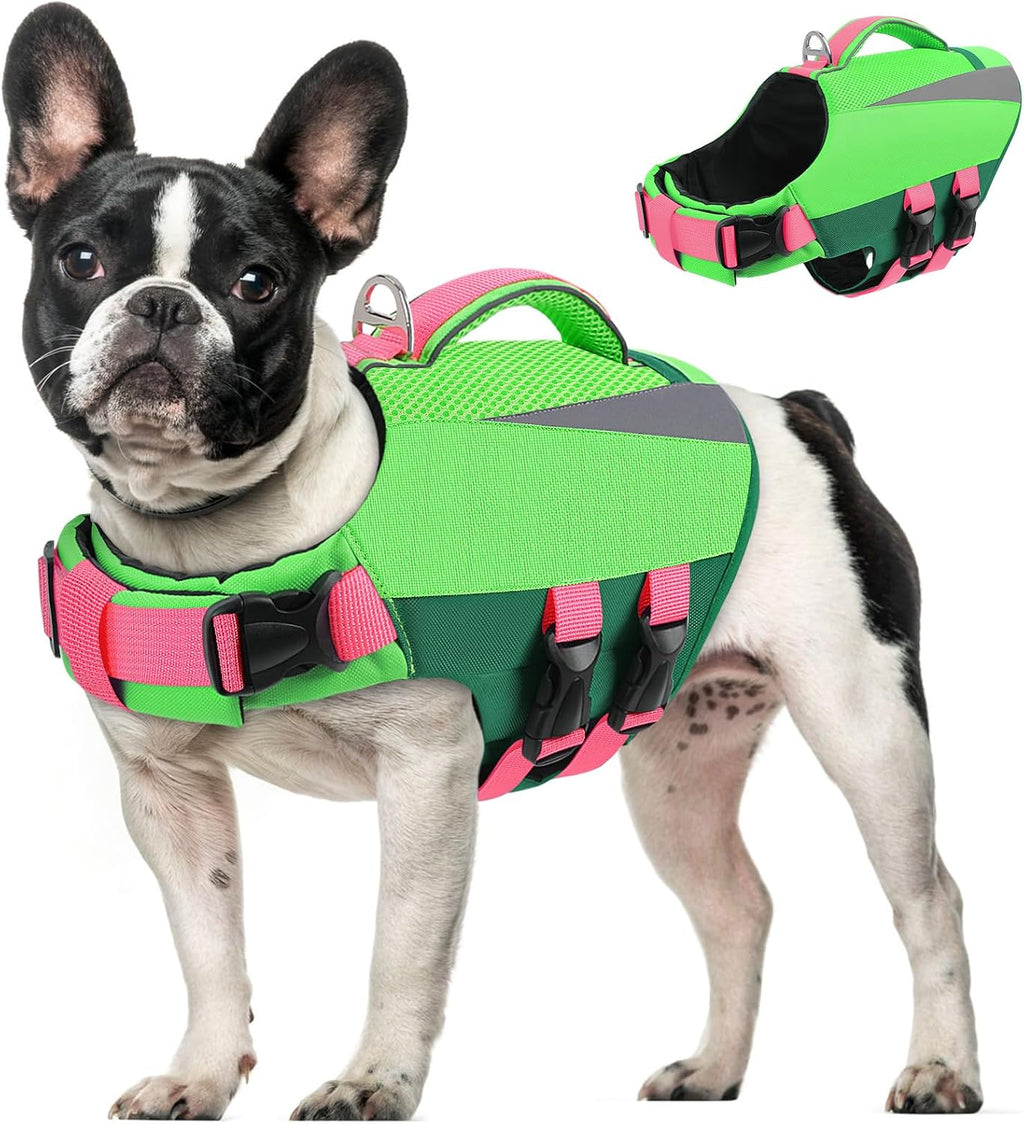 Queenmore Dog Life Vest for Swimming Boating, Adjustable Medium Dog lifejacket with Durable Rescue Handle, Puppy Life Vest with Enhanced Buoyancy for Swimming Pool Beach Boating, Blue, M - Image 11