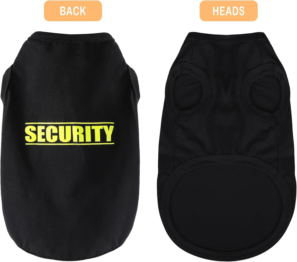 Black cotton dog vest with security print on back