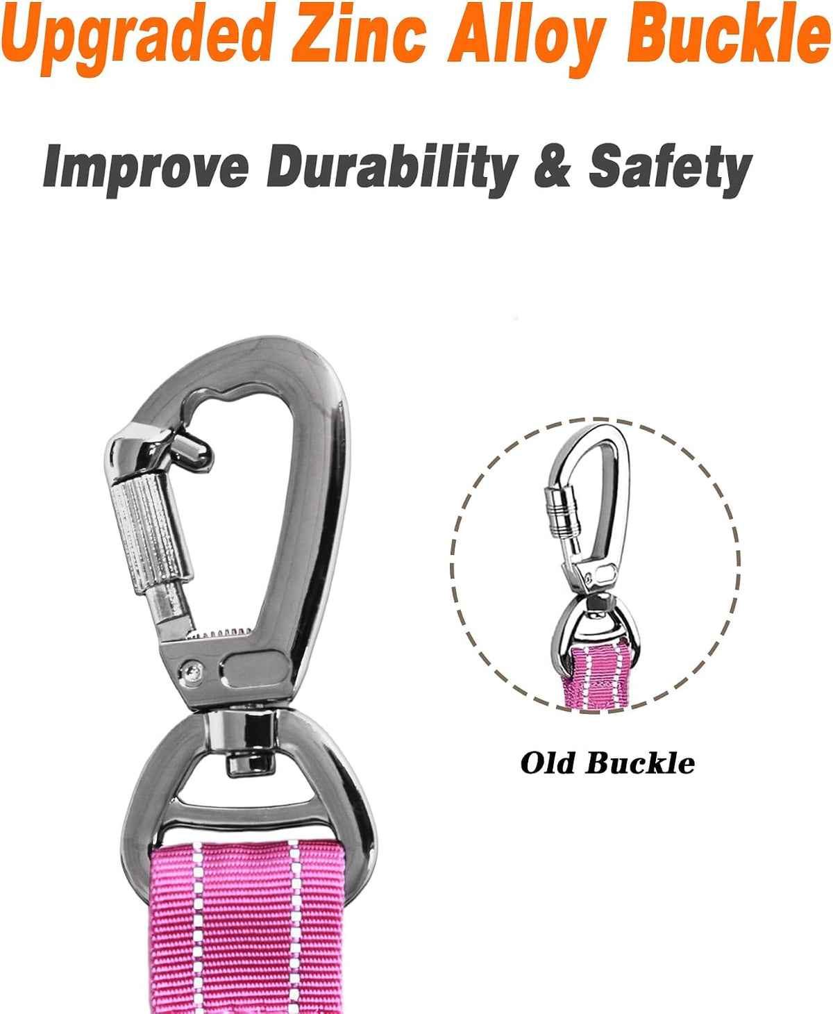 Aubell reflective bungee dog leash double handle control closeup
