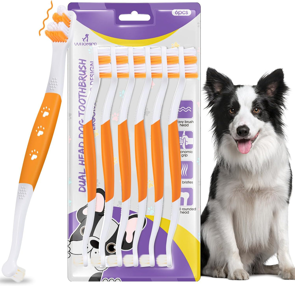 Dog Toothbrush, Dual-Head, for Medium Large Dogs, Purple | Soft Bristles for Gentle Cleaning ,60 degrees Curved Bristles for Better Coverage ,Comfortable for Sensitive Gums - Image 12