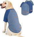 KYEESE two pack dog sweater blue and stripe front view on a large golden retriever