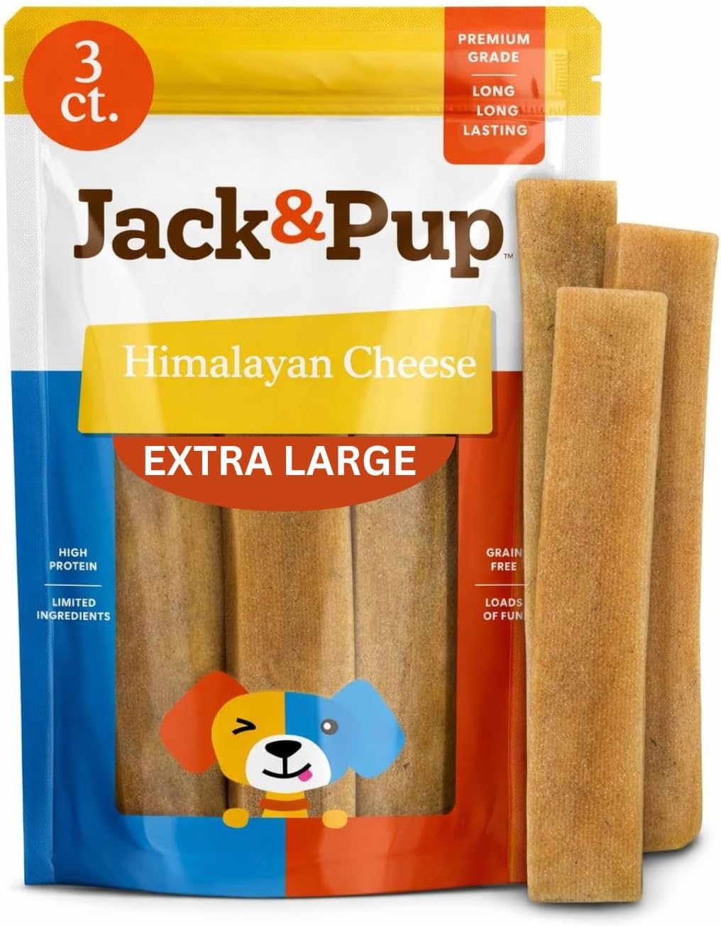 Small piece of Jack And Pup yak cheese chew before and after being microwaved into a puffed dog treat.
