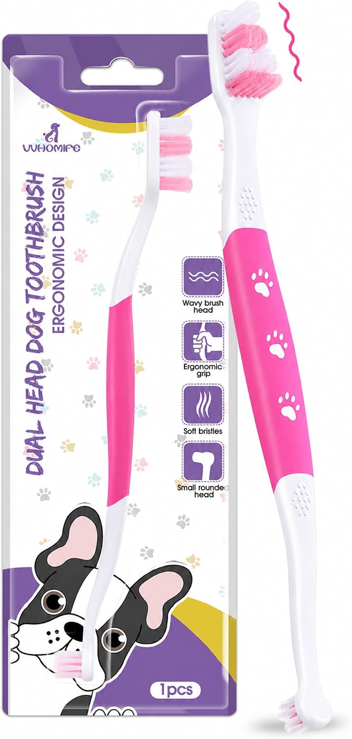 Dog Toothbrush, Dual-Head, for Medium Large Dogs, Purple | Soft Bristles for Gentle Cleaning ,60 degrees Curved Bristles for Better Coverage ,Comfortable for Sensitive Gums - Image 9