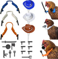 ZIOU 16-piece chicken arms costume set front view showing poultry wearing miniature cowboy hats and 3D-printed arms