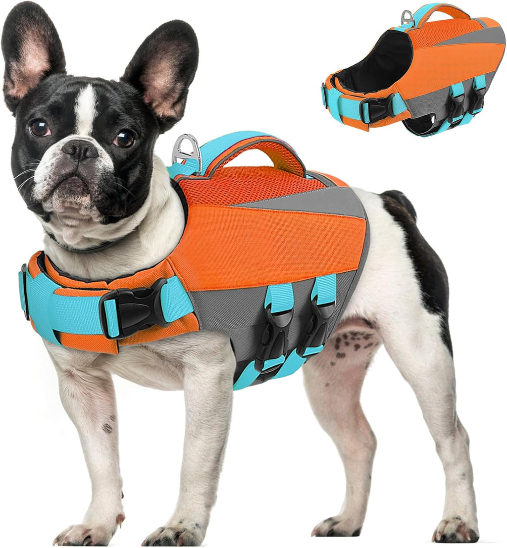 Queenmore Dog Life Vest for Swimming Boating, Adjustable Medium Dog lifejacket with Durable Rescue Handle, Puppy Life Vest with Enhanced Buoyancy for Swimming Pool Beach Boating, Blue, M - Image 12
