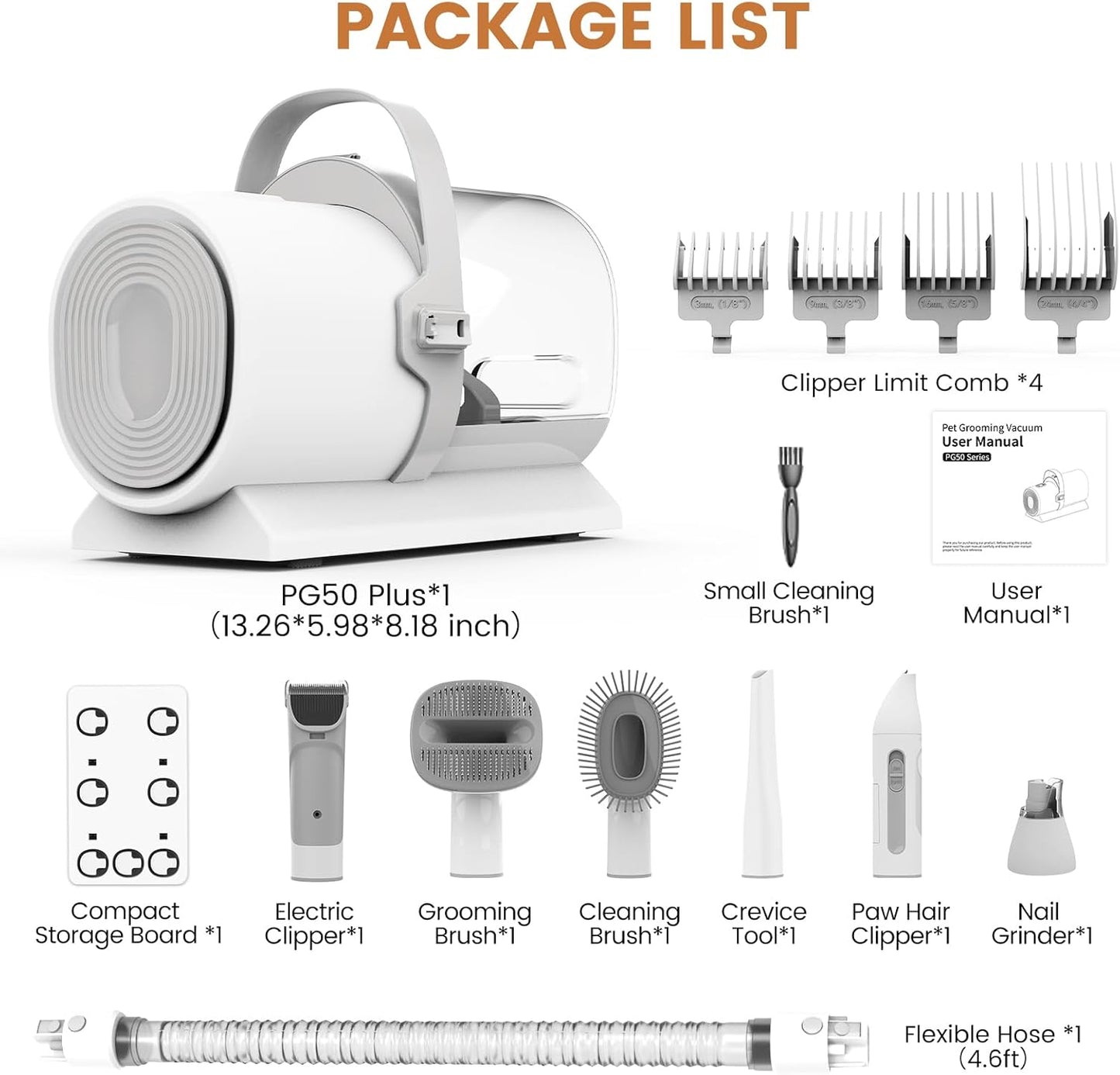 FIXR pet grooming vacuum kit packaging box contents for authentic USA import model