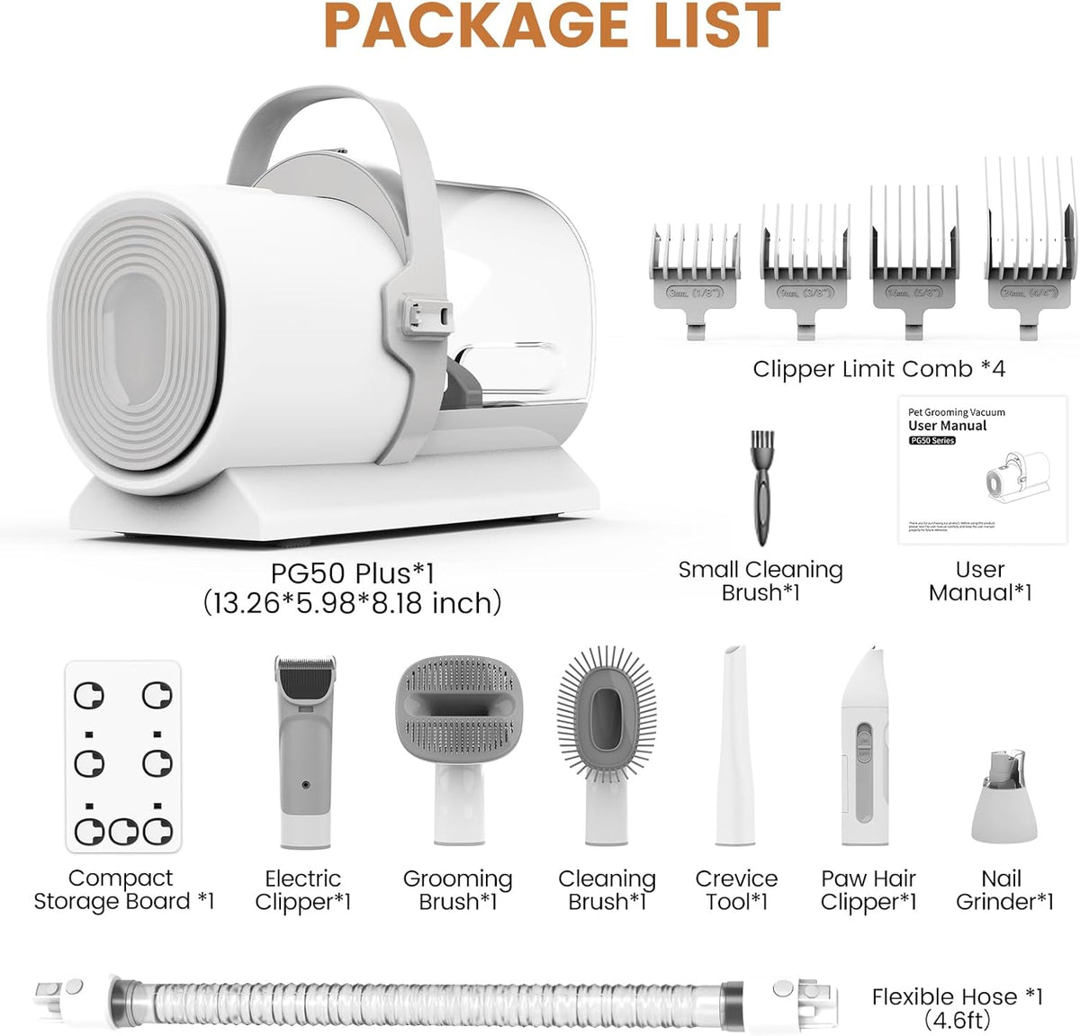 FIXR pet grooming vacuum kit packaging box contents for authentic USA import model