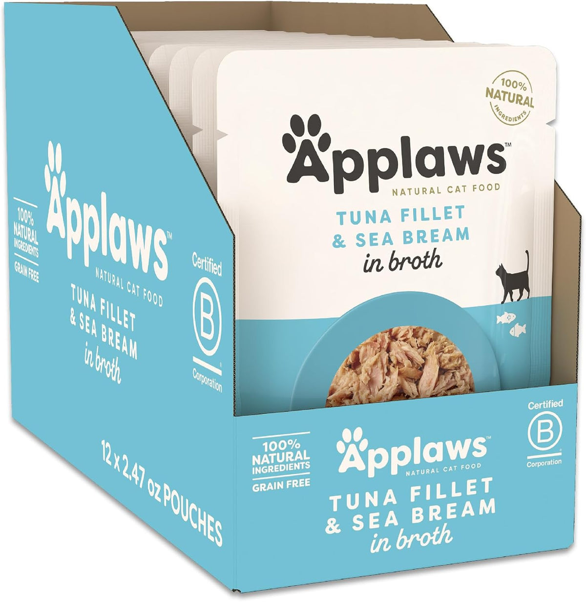Applaws Natural Wet Cat Food in Broth, Limited and Natural Ingredients, High Protein with No Artificial Additives, Fish Variety Selection in Broth (12 x 2.47oz Pouches) - Image 10