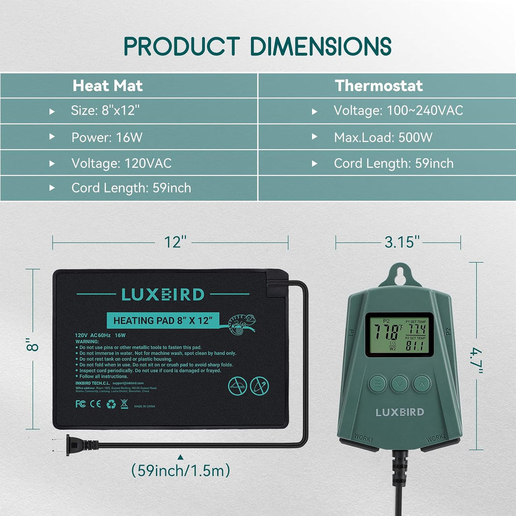 Luxbird dual thermostat digital display showing temperature settings
