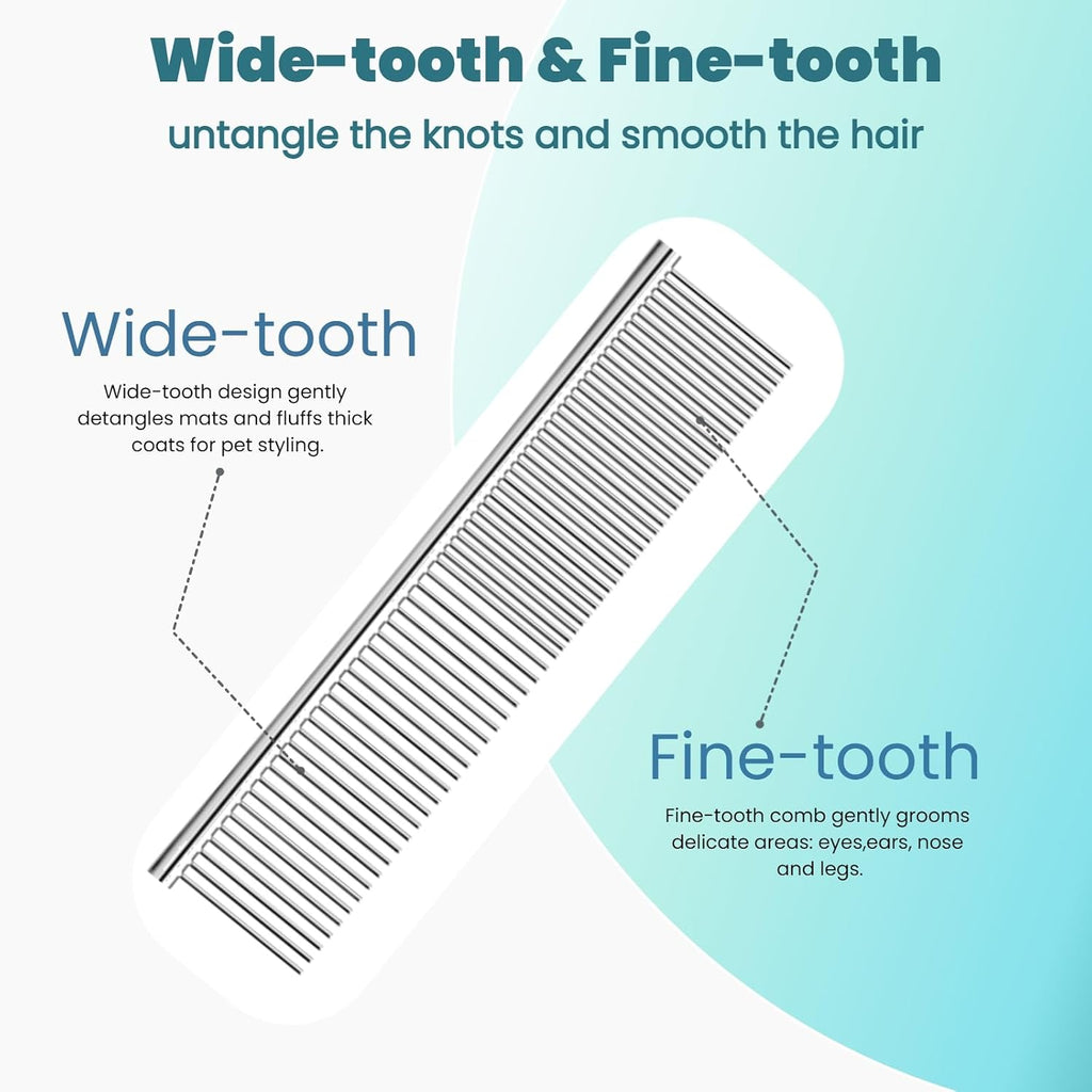 Close up of stainless steel comb teeth for pet grooming