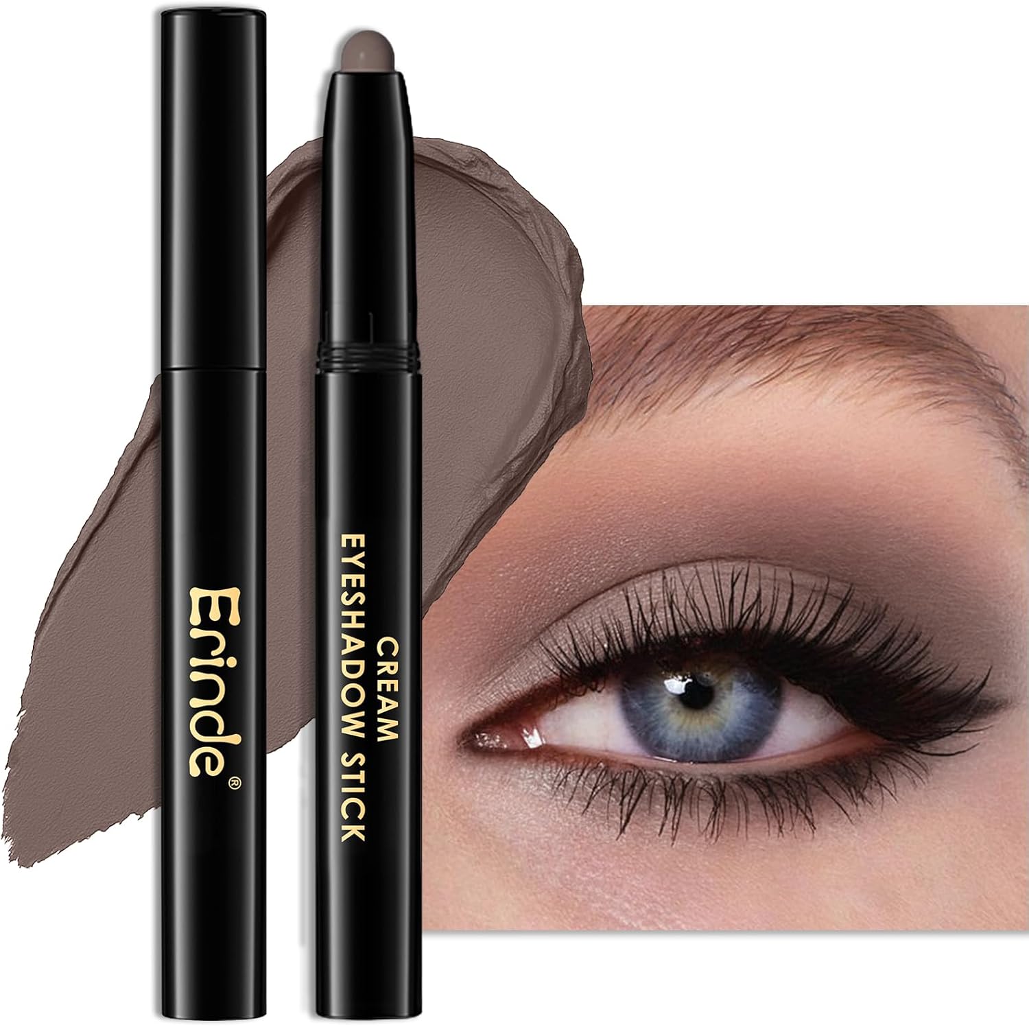 Erinde Waterproof Cream Eyeshadow Stick Cool Taupe Brown front view