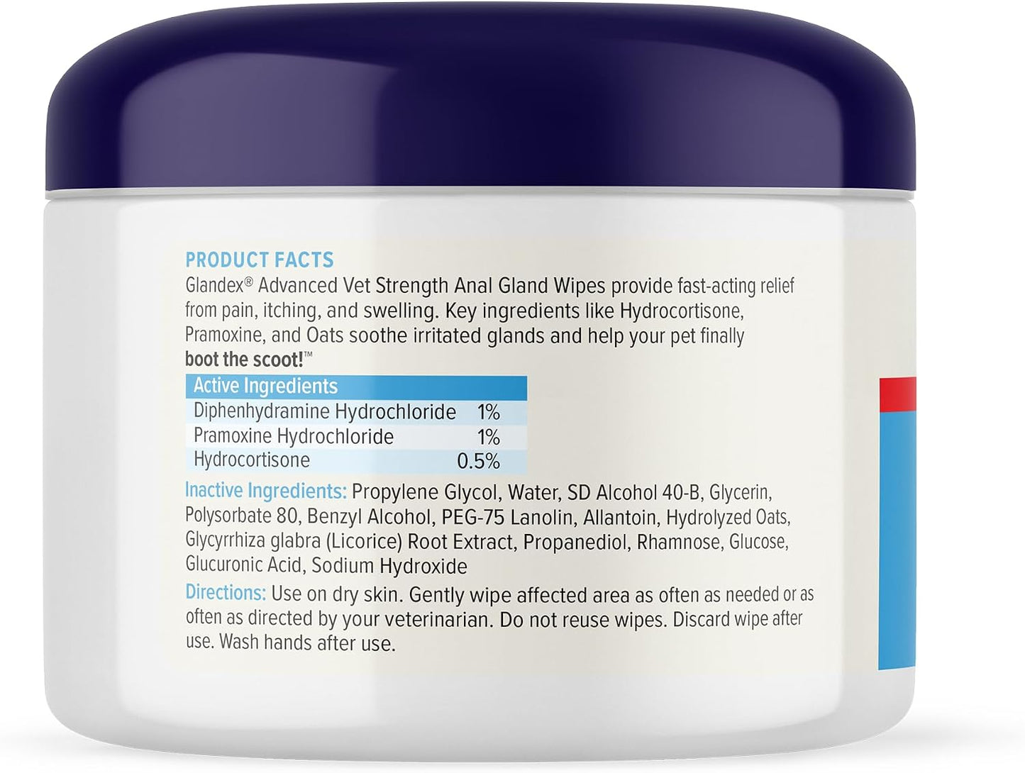 Vetnique Glandex Medicated Anal Gland Anti Itch Dog Butt Wipes Skin Relief to Soothe Scooting, Itching & Inflamed Glands, Hydrocortisone & Pramoxine Soft Cotton Wipes (50ct Wipes) - Image 9