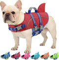 AOFITEE small dog life jacket red shark fin front view