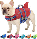 AOFITEE small dog life jacket red shark fin front view